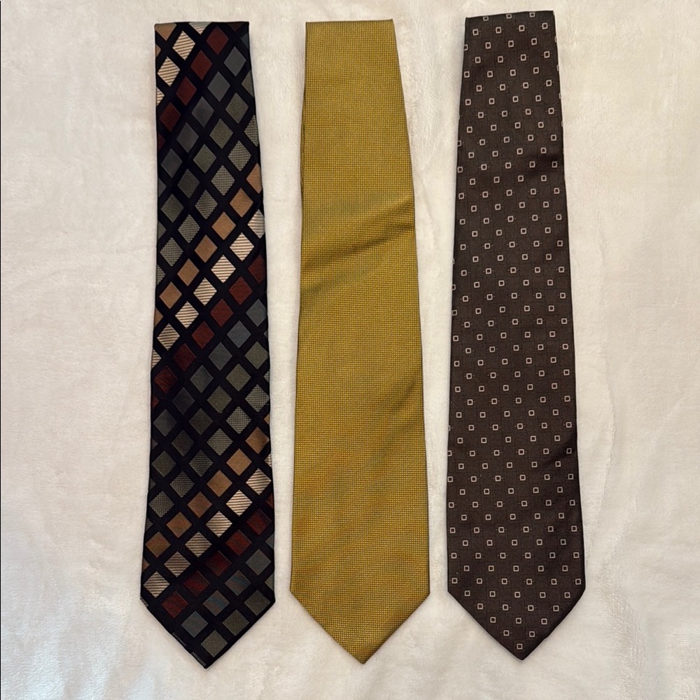 Men's Tie Set - Black, Gold, Brown